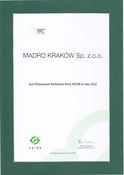 Madro Kraków Sp. z o.o. - Platynowy Partner firmy ASTOR w roku 2012
